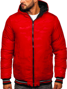 Men's Quilted Reversible Winter Jacket Black-Red Bolf 7410