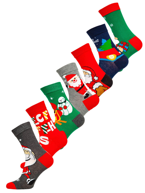 Men's Socks X-mas Theme Multicolour-2 Bolf M898-7P-1 7 PACK
