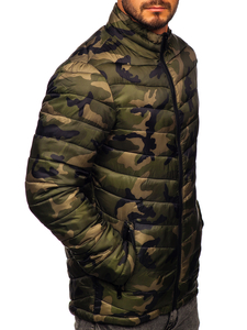 Men's Quilted Winter Camo Jacket Green Bolf SM80