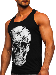 Men's Printed Boxer Tank Top Black Bolf 14831