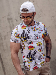 Men's Cotton Printed T-shirt White Bolf 14962