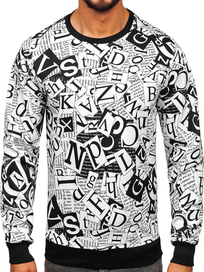 Men's Printed Sweatshirt Black-White Bolf 8B1135