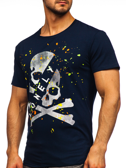 Men's Printed T-shirt Navy Blue Bolf Y70008