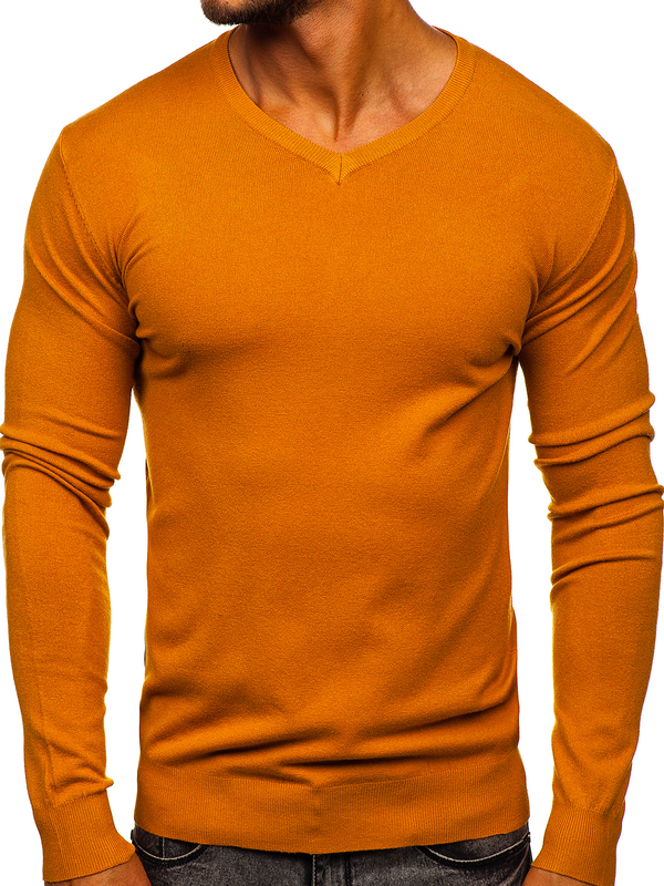 Men’s V-neck Sweater Camel Bolf YY03