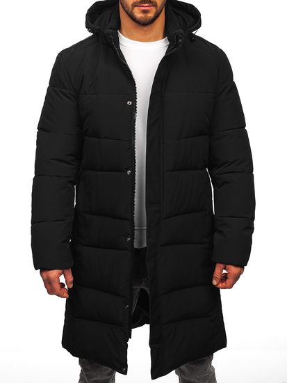 Men’s Longline Quilted Winter Jacket Black Bolf 31M5009