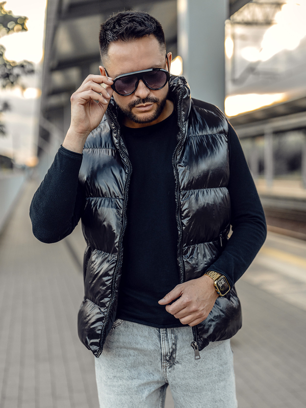 Men's Thick Quilted Gilet Black Bolf 9968