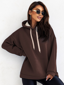 Women's Warm Kangaroo Hoodie Chocolate Bolf 82131