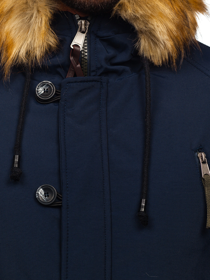 Men's Winter Parka Jacket Navy Blue Bolf 1795
