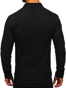 Men’s Long Sleeve Muslin Shirt Black Bolf 506
