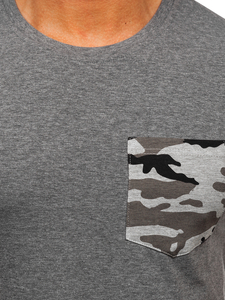 Men's Camo Printed T-shirt with Pocket Graphite Bolf 8T85
