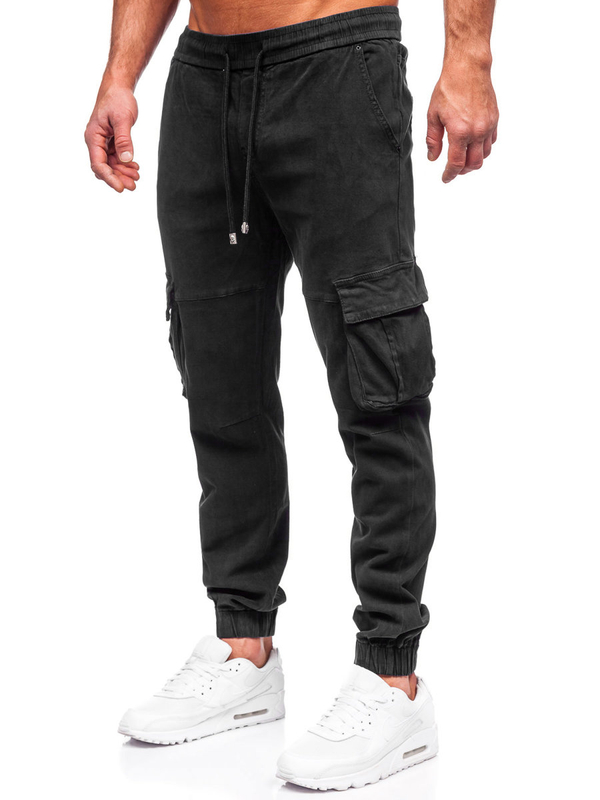 Men's Denim Cargo Joggers Black Bolf MP0105N