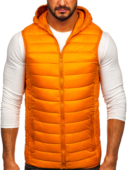 Men's Quilted Hooded Gilet Orange Bolf LY36