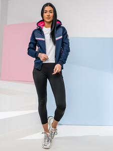 Women's Lightweight Jacket with hood Navy blue Bolf KSW4012