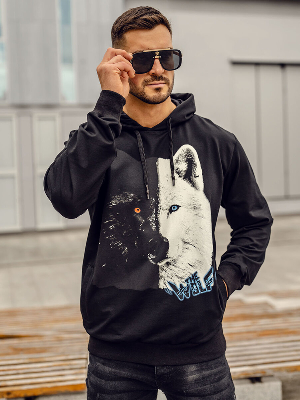 Men's Printed Hoodie Black Bolf 6144