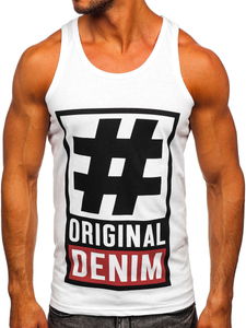 Men's Printed Boxer Tank Top White Bolf 14834