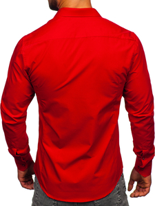 Men’s Elegant Long Sleeve Shirt Dark Red Bolf 1703