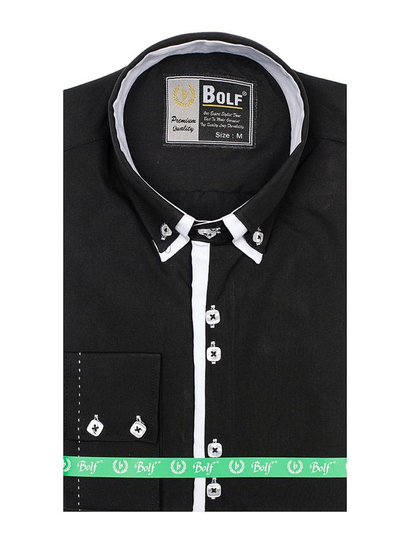 Men's Elegant Long Sleeve Shirt Black Bolf 1721-1