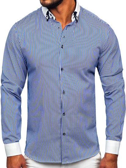 Men's Elegant Long Sleeve Shirt Blue Bolf 0909