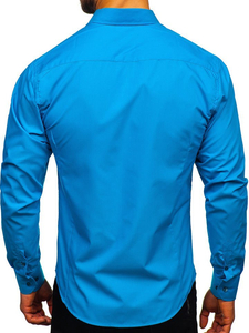 Men’s Elegant Long Sleeve Shirt Turquoise Bolf 1703