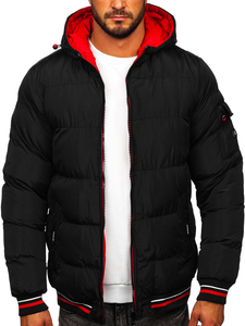 Men's Quilted Reversible Winter Jacket Black-Red Bolf 7410