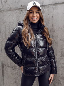 Women's Quilted Winter Jacket with hood Black Bolf 5M3172B