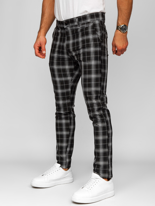 Men’s Elegant Checkered Pants Black Bolf 184167