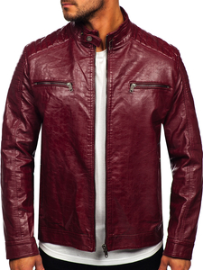 Men's Leather Biker Jacket Claret Bolf 2003