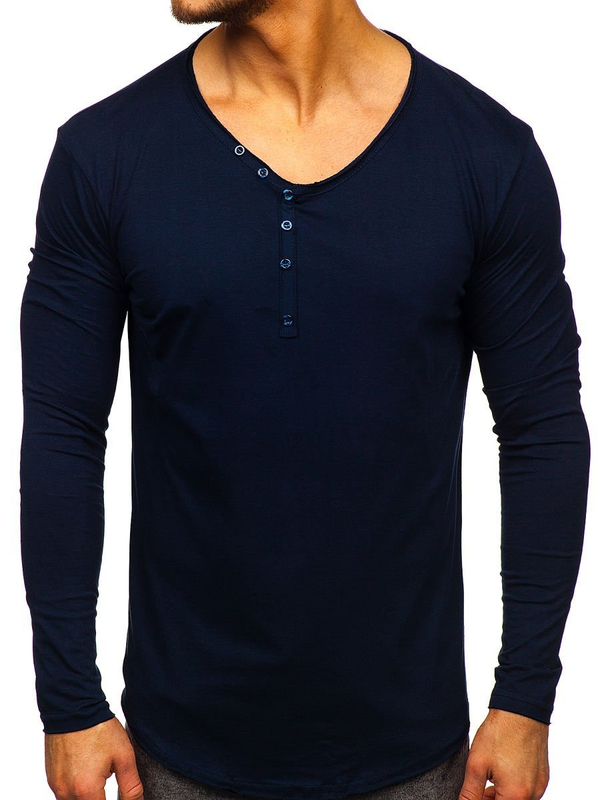 Men's Plain Long Sleeve Top Navy Blue Bolf 5059