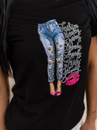 Women's Printed T-shirt Black Bolf 95T2507