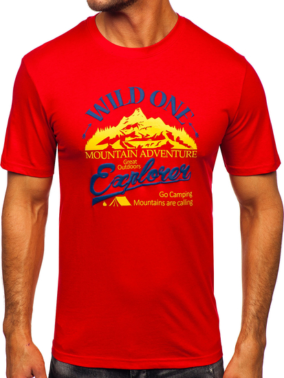 Men's Cotton Printed T-shirt Red Bolf MPO3484