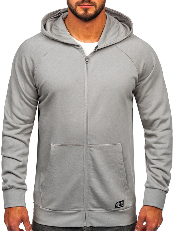 Men's Organic Cotton Zip Hoodie Grey 4F BLM011