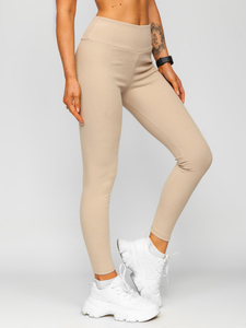 Women's Striped Leggings Beige Bolf 020