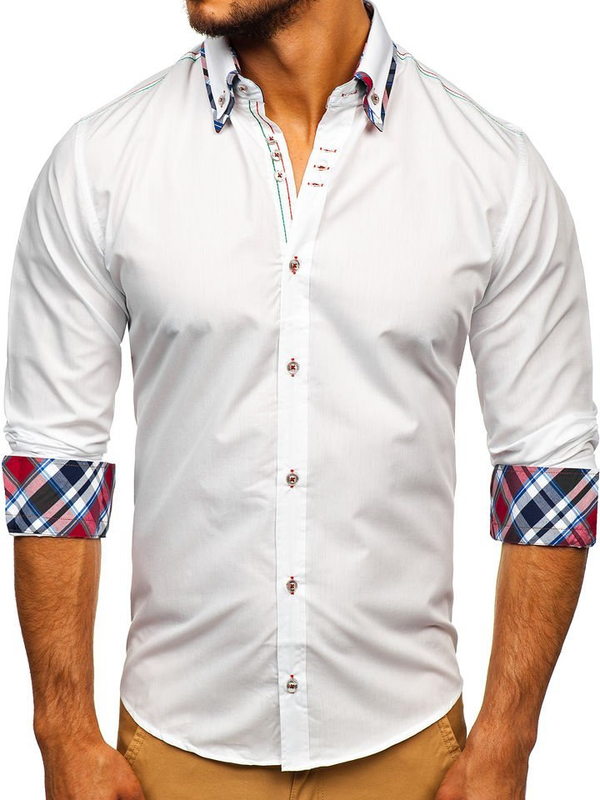 Men's Elegant Long Sleeve Shirt White Bolf 3701