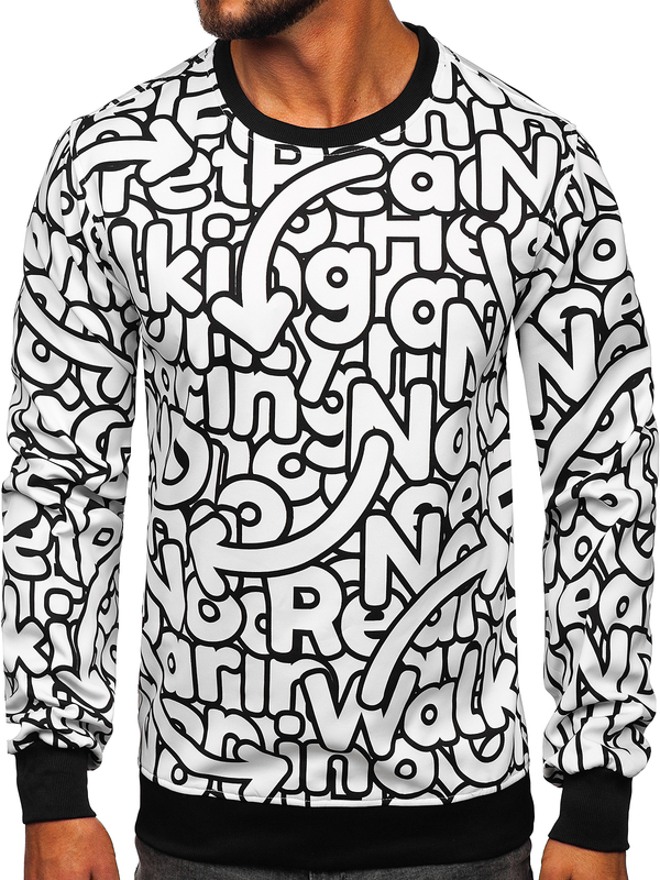 Men's Printed Sweatshirt Black-White Bolf 8B1137
