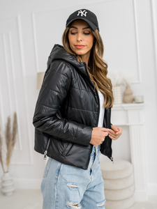 Women's Lightweight Quilted Jacket with hood Black Bolf B8187