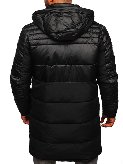 Men's Longline Winter Quilted Jacket Black Bolf 22M62