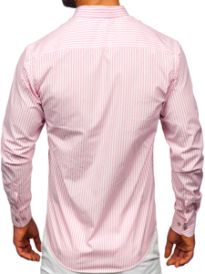 Men's Striped Long Sleeve Shirt Pink Bolf 22731