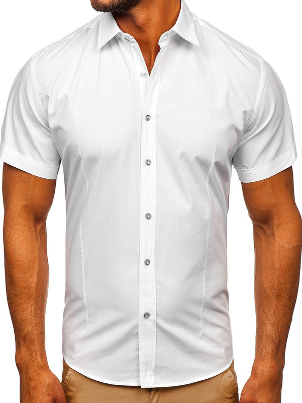 Men's Elegant Short Sleeve Shirt White Bolf 7501