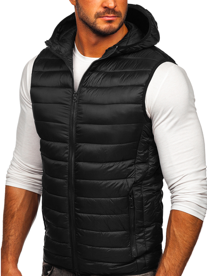 Men's Quilted Hooded Gilet Black Bolf 13072
