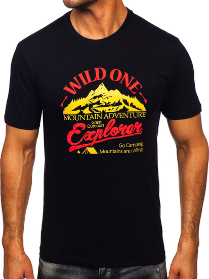 Men's Cotton Printed T-shirt Black Bolf MPO3484