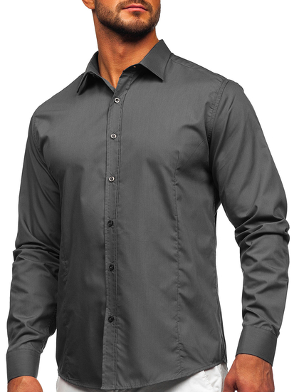 Men’s Elegant Long Sleeve Shirt Light Graphite Bolf 1703