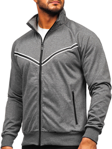 Men's Zip Stand Up Sweatshirt Graphite Bolf B062