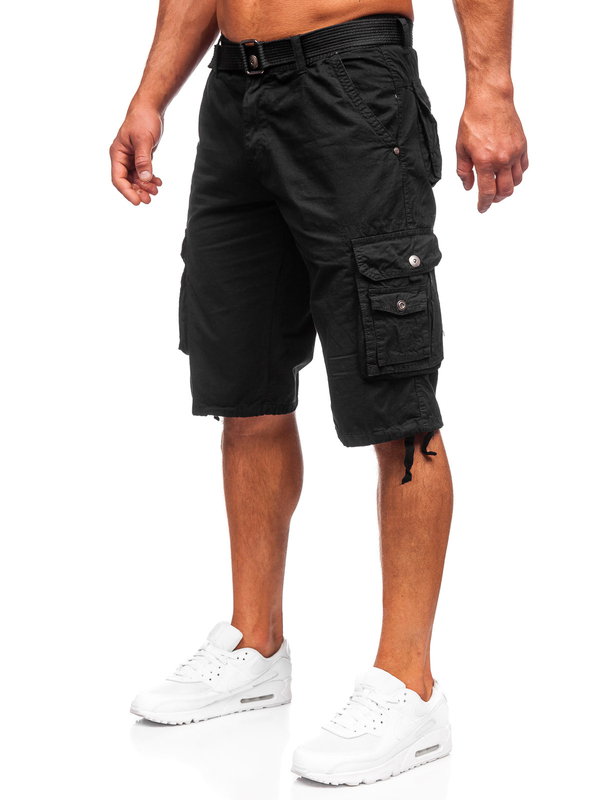 Men's Cargo Shorts with Belt Black Bolf 77885