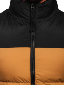 Men's Thick Quilted Gilet with hood Camel Bolf 9969