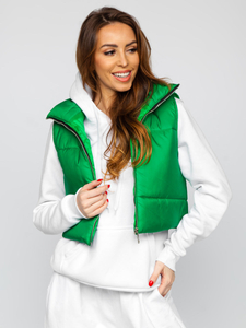 Women's Short Quilted Gilet Green Bolf 82330