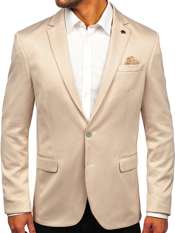 Men’s Elegant Suit Jacket Beige Bolf 022