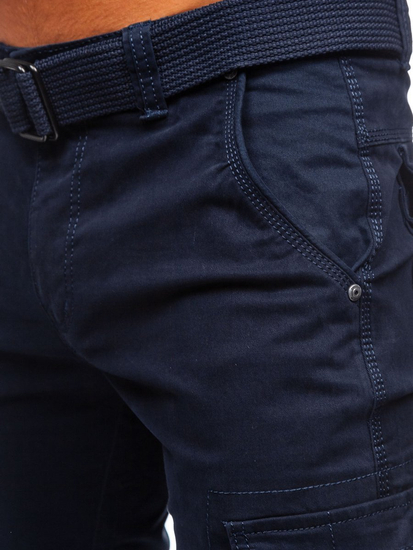 Men's Cargo Pants with Belt Navy Blue Bolf 1672