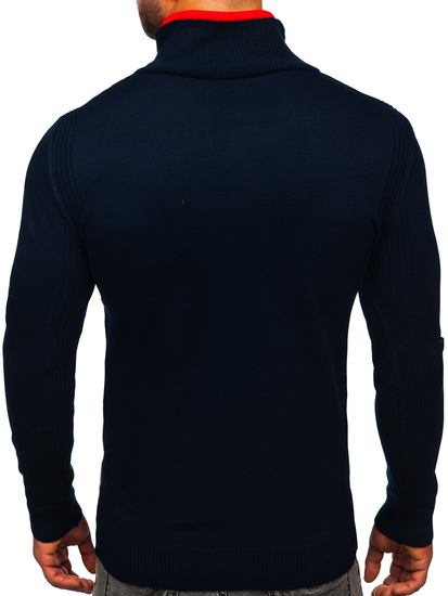Men's Stand Up Sweater Navy Blue Bolf 1051