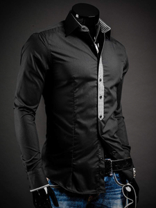 Men’s Elegant Long Sleeve Shirt Black Bolf 0939A