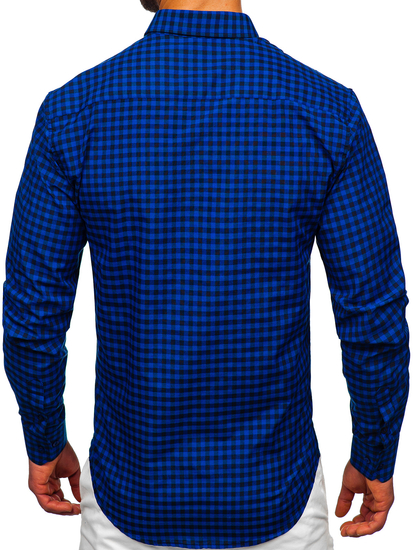 Men's Checkered Long Sleeve Vichy Shirt Cobalt Bolf 22747